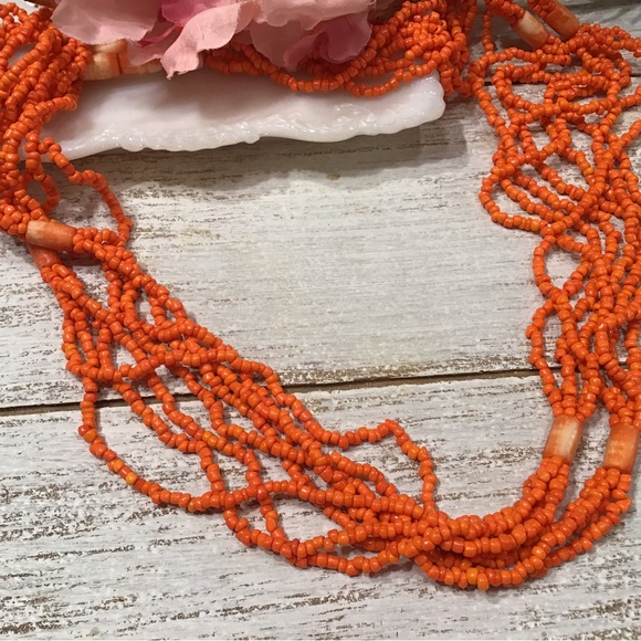 Orange Seed-beads Necklace - Picture 5 of 7